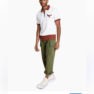 Sun + Stone
Ouigi Theodore Men's Color-blocked Airplane-Print Polo Shirt Sz L